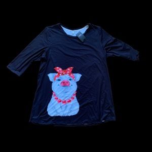 Women’s Plus Size 3/4 length sleeve pig top (3X)